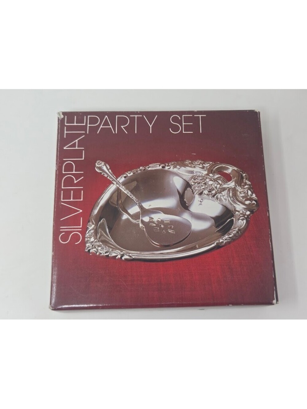 FB Rogers Silverplated Heart Bonbon Dish Party Set Missing Spoon Floral Design